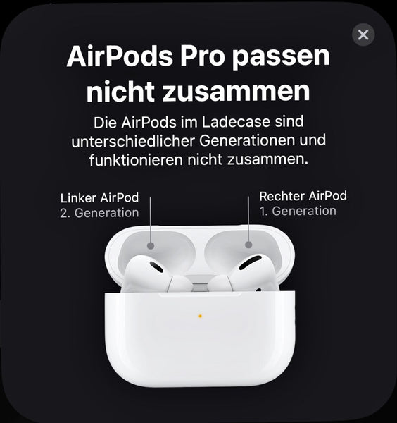 Fehlermeldung beim Koppeln von AirPods ist oft fehlerhaft